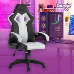 Danae Grey Faux Leather Game Chair Swivel, Adjustable Seat Height by Loungie 13 Danae Grey Faux Leather Game Chair Swivel, Adjustable Seat Height by Loungie -Loungie Sales Shop grey loungie gaming chairs oc353 10gr hd 31 1000