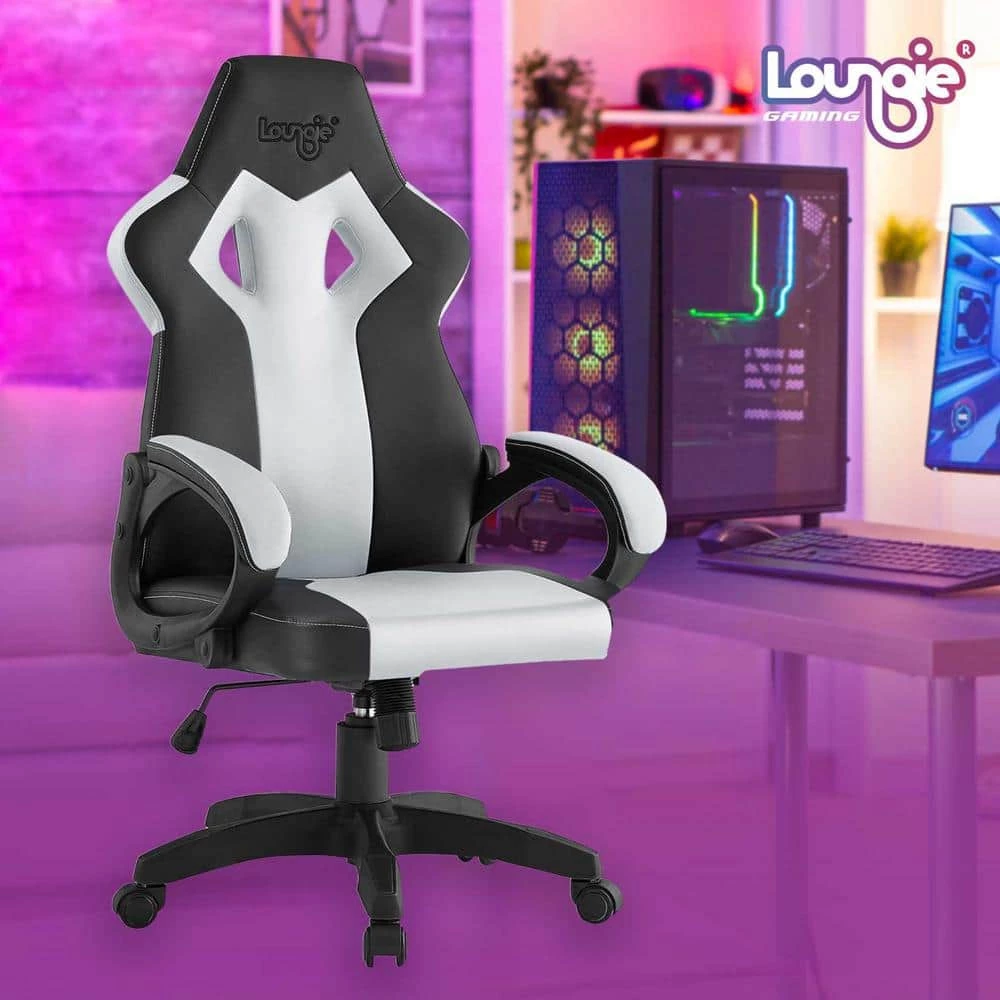 Danae Grey Faux Leather Game Chair Swivel, Adjustable Seat Height by Loungie 8 Danae Grey Faux Leather Game Chair Swivel, Adjustable Seat Height by Loungie - Image 6