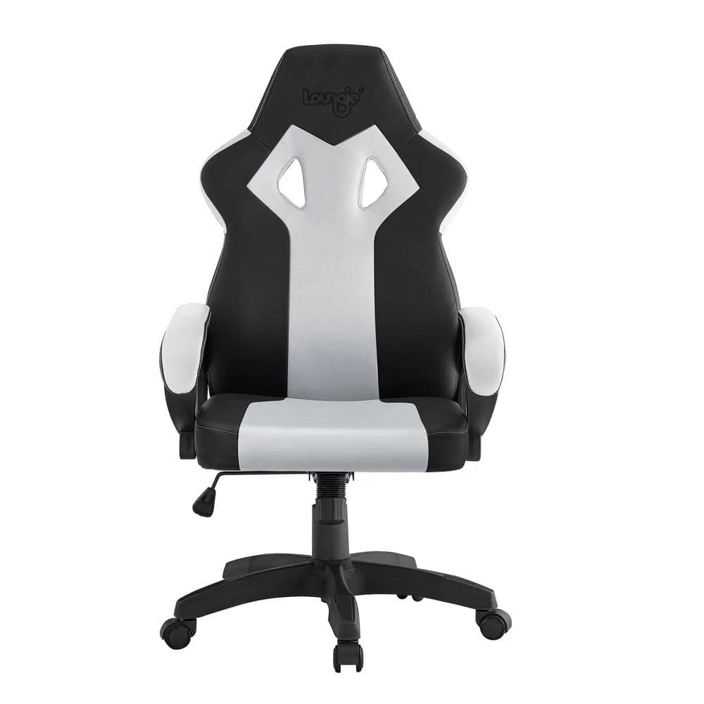 Danae Grey Faux Leather Game Chair Swivel, Adjustable Seat Height by Loungie 3 Danae Grey Faux Leather Game Chair Swivel, Adjustable Seat Height by Loungie