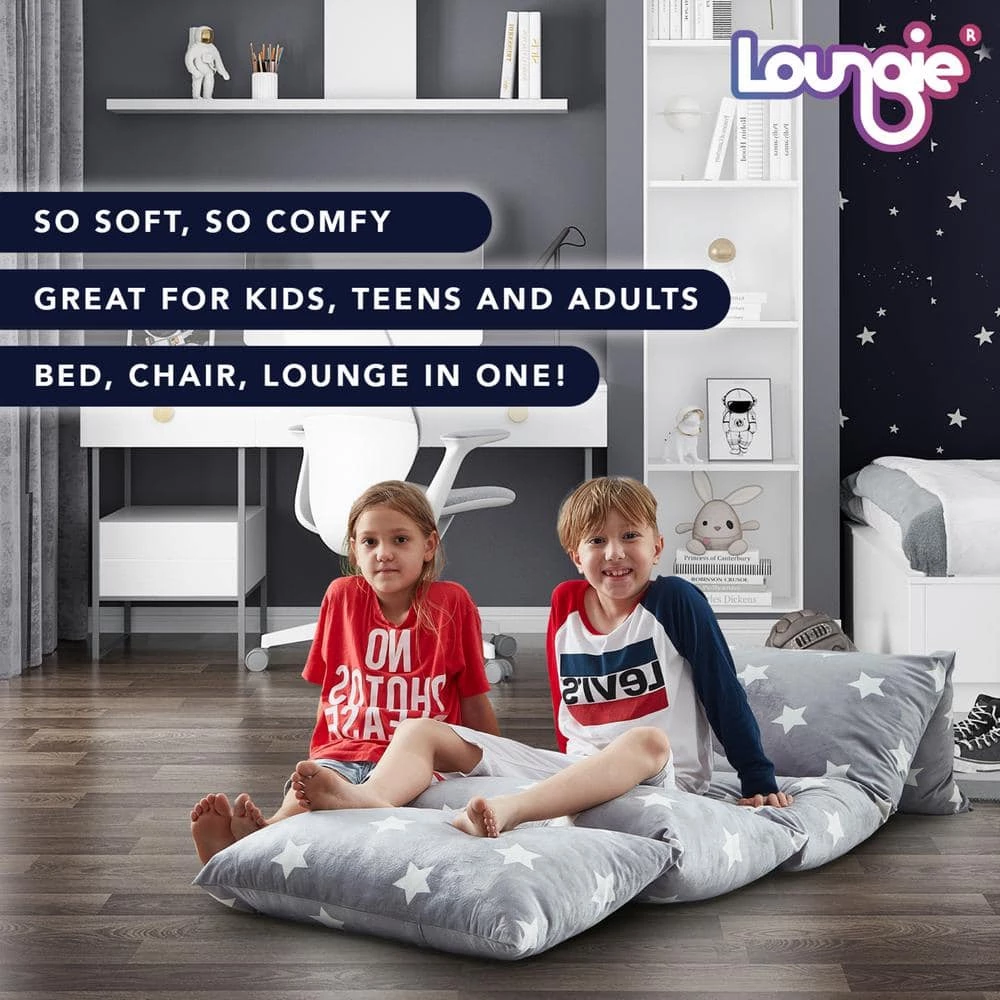 Grey Stars Bean Bag Covers Microfiber 88 in. x 26 in. by Loungie 10 Grey Stars Bean Bag Covers Microfiber 88 in. x 26 in. by Loungie - Image 8