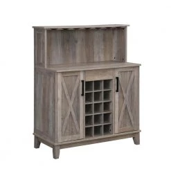 Home Source Bar Cabinet with Wine Rack in Grey Wash by Home Source Industries