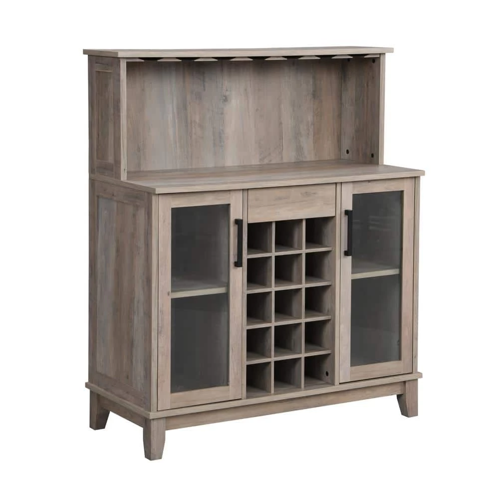Home Source Bar Cabinet with Wine Rack and Glass Doors in Grey Wash by Home Source Industries 3 Home Source Bar Cabinet with Wine Rack and Glass Doors in Grey Wash by Home Source Industries