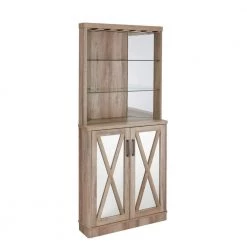 Home Source Grey Wash Corner Bar Cabinet with Mirrored Panels by Home Source Industries