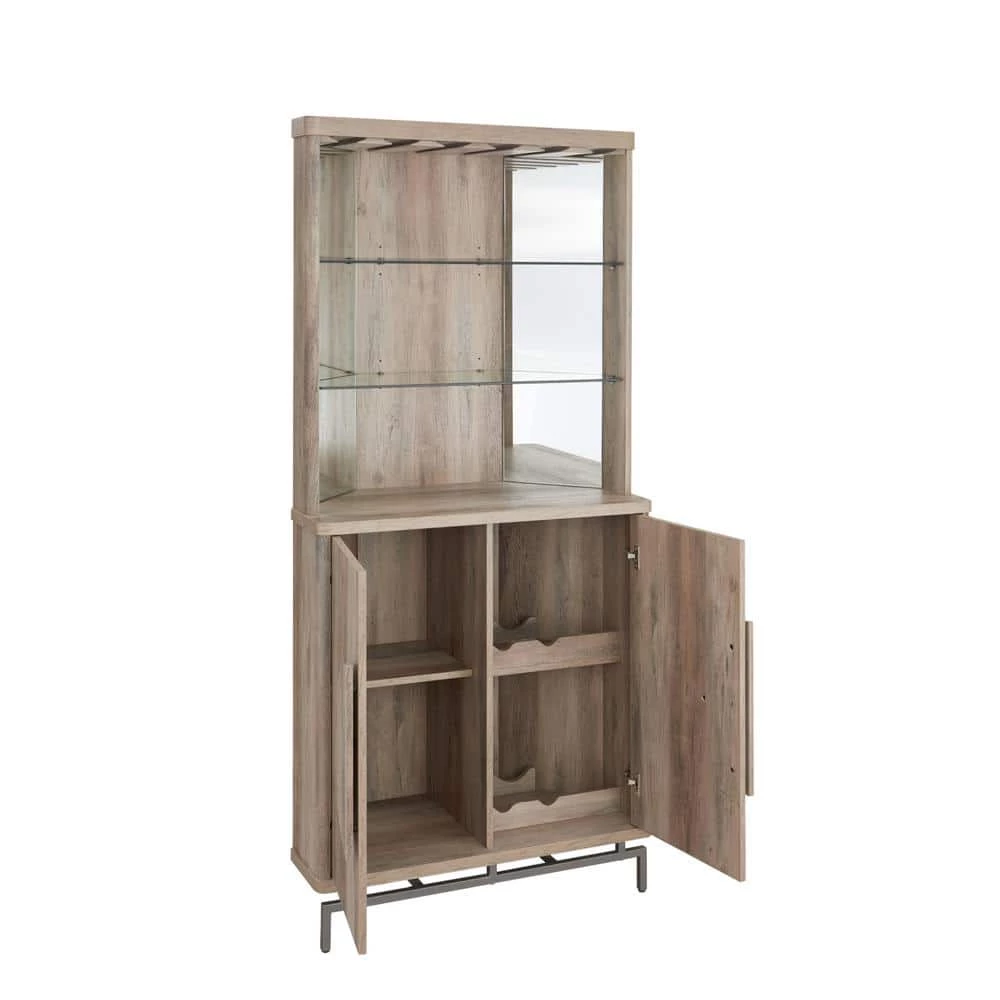 Home Source Grey Wash Bar Cabinet with Half Moon Handles and Metal Base by Home Source Industries 5 Home Source Grey Wash Bar Cabinet with Half Moon Handles and Metal Base by Home Source Industries - Image 3