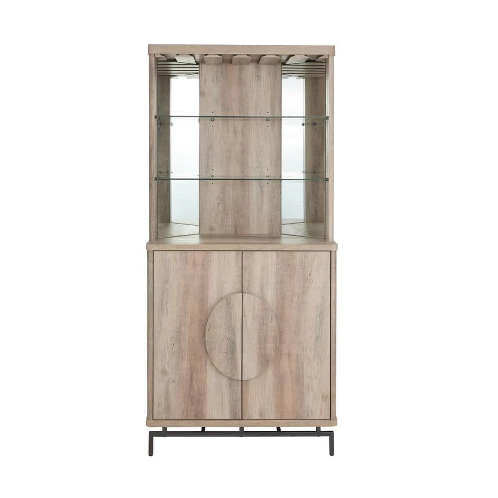 Home Source Grey Wash Bar Cabinet with Half Moon Handles and Metal Base by Home Source Industries 4 Home Source Grey Wash Bar Cabinet with Half Moon Handles and Metal Base by Home Source Industries - Image 2