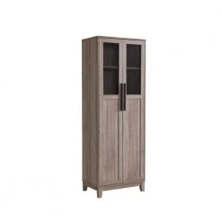 Home Source Grey Wash 2-Door Bar Cabinet with Mesh Display by Home Source Industries