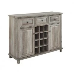 Home Source Cabinet in Grey Wash Finish with Mesh Doors and Wine Rack by Home Source Industries