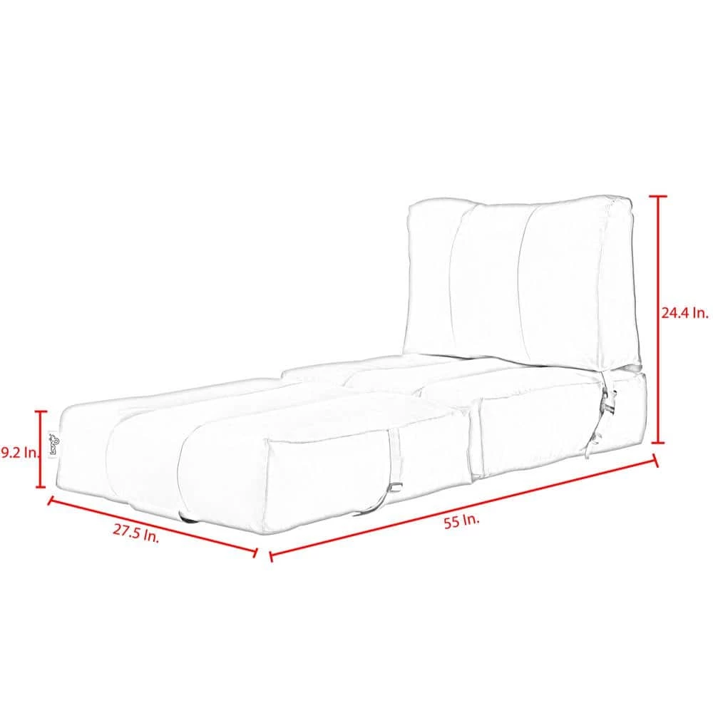 Cloudy Light Grey Bean Bag Lounger Chair Convertible Nylon Foam Sleeper by Loungie 5 Cloudy Light Grey Bean Bag Lounger Chair Convertible Nylon Foam Sleeper by Loungie - Image 3