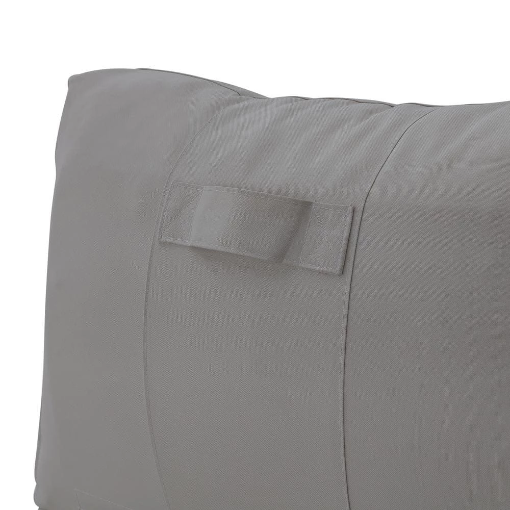 Cloudy Light Grey Bean Bag Lounger Chair Convertible Nylon Foam Sleeper by Loungie 6 Cloudy Light Grey Bean Bag Lounger Chair Convertible Nylon Foam Sleeper by Loungie - Image 4