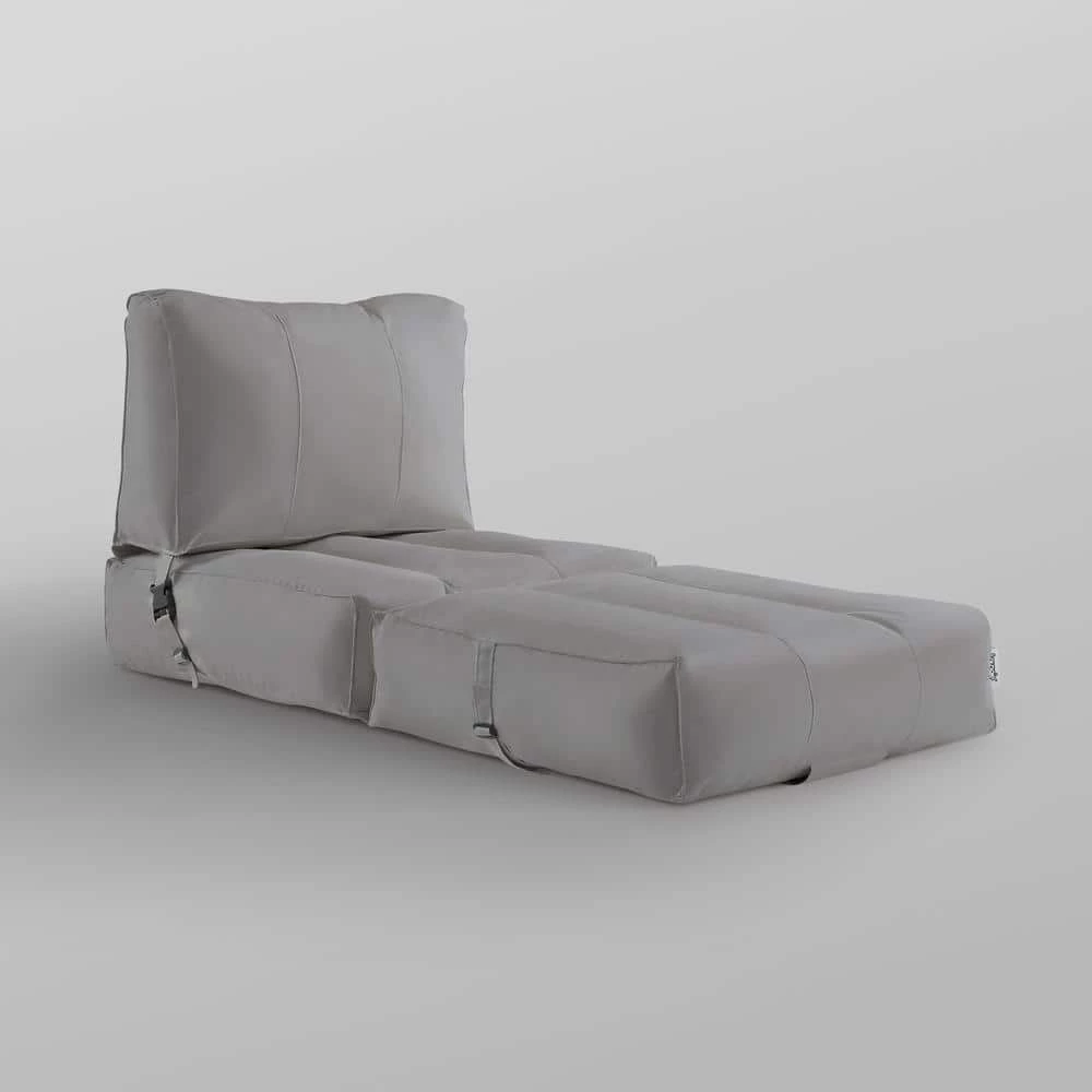 Cloudy Light Grey Bean Bag Lounger Chair Convertible Nylon Foam Sleeper by Loungie 11 Cloudy Light Grey Bean Bag Lounger Chair Convertible Nylon Foam Sleeper by Loungie - Image 9