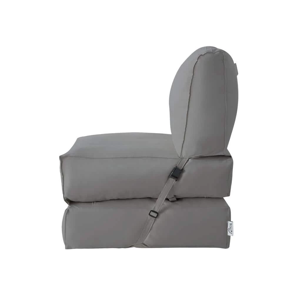 Cloudy Light Grey Bean Bag Lounger Chair Convertible Nylon Foam Sleeper by Loungie 4 Cloudy Light Grey Bean Bag Lounger Chair Convertible Nylon Foam Sleeper by Loungie - Image 2