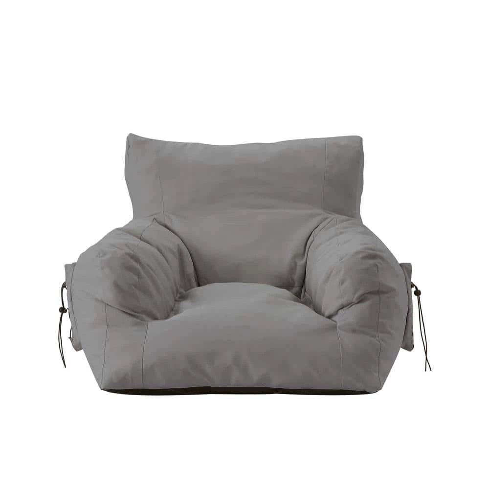 Comfy Light Grey Bean Bag Arm Chair Nylon Foam Lounger by Loungie 8 Comfy Light Grey Bean Bag Arm Chair Nylon Foam Lounger by Loungie - Image 6