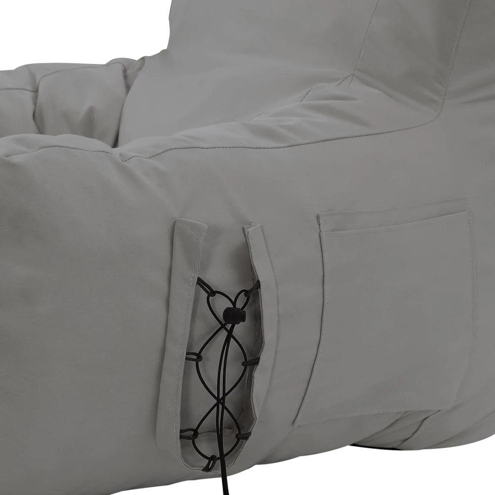 Comfy Light Grey Bean Bag Arm Chair Nylon Foam Lounger by Loungie 11 Comfy Light Grey Bean Bag Arm Chair Nylon Foam Lounger by Loungie - Image 9