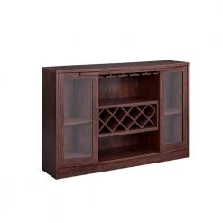 Home Source Jill Zarin Mahogany Bar Cabinet with Curved Glass Doors by Home Source Industries