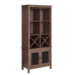 Home Source Jill Zarin Mahogany Bar Cabinet Bookshelf with Glass Doors by Home Source Industries