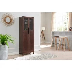 Home Source Mahogany 2-Door Bar Cabinet with Glass Display by Home Source Industries -Loungie Sales Shop mahogany home source industries bar cabinets s 604 mh hd 31 1000