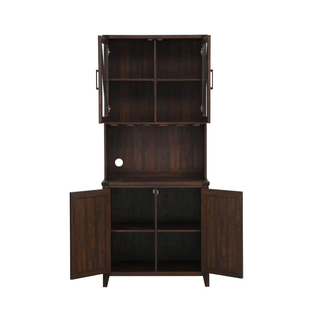 Home Source Mahogany Microwave Stand with Upper and Lower Cabinets and 8-Shelves by Home Source Industries 4 Home Source Mahogany Microwave Stand with Upper and Lower Cabinets and 8-Shelves by Home Source Industries - Image 2