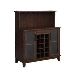 Home Source Mahogany Microwave Station Bar Cabinet with 4-Shelves and Wine Rack by Home Source Industries