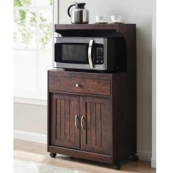 Home Source Mahogany Microwave Cart with Double Door Cabinet 1-Drawer and Top Shelf by Home Source Industries -Loungie Sales Shop mahogany home source industries computer desks kevin mh hd 31 1000