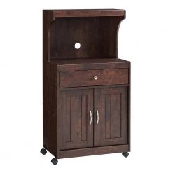 Home Source Mahogany Microwave Cart with Double Door Cabinet 1-Drawer and Top Shelf by Home Source Industries