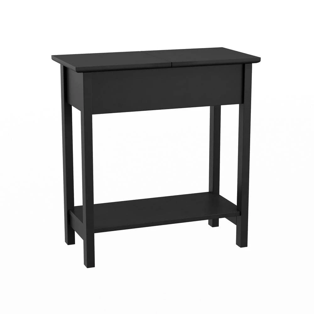 Matte Black Wooden Flip-Top Slim Slide End Table by Lavish Home 4 Matte Black Wooden Flip-Top Slim Slide End Table by Lavish Home - Image 2