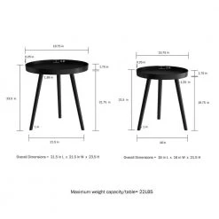 Wooden Nesting Round Tray Top Matte Black Side Tables (Set of 2) by Lavish Home -Loungie Sales Shop matte black lavish home nesting tables hw0200178 40 1000