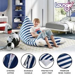 Navy Bean Bag Covers Microfiber 55 in. x 35 in. by Loungie -Loungie Sales Shop navy loungie bean bag chairs bb185 20nw hd 44 1000