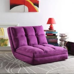 Microsuede Purple Flip Floor Chair Convertible Lounger/Sleeper by Loungie