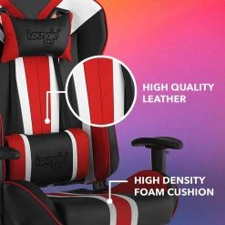 Brooklynne Red Faux Leather Game Chair Swivel, Adjustable Back Angle, Seat Height and Armrest by Loungie -Loungie Sales Shop red loungie gaming chairs oc352 10rd hd 77 1000