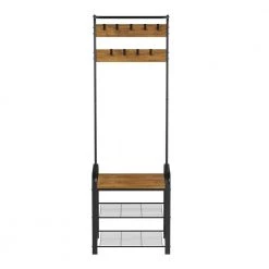 Rustic Brown Woodgrain and Black Farmhouse Style Entryway Hall Tree Coat Rack by Lavish Home 12 Rustic Brown Woodgrain and Black Farmhouse Style Entryway Hall Tree Coat Rack by Lavish Home -Loungie Sales Shop rustic brown woodgrain look black lavish home hall trees hw0200261 c3 1000