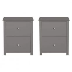 15.5 in. Slate Gray Rectangle MDF Wood End Tables With Drawers (Set of 2) by Lavish Home