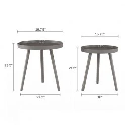 Wooden Nesting Round Tray Top Slate Gray Accent Tables (Set of 2) by Lavish Home 11 Wooden Nesting Round Tray Top Slate Gray Accent Tables (Set of 2) by Lavish Home -Loungie Sales Shop slate gray lavish home nesting tables hw0200327 c3 1000
