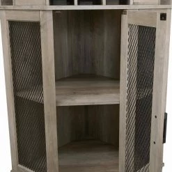 Home Source Arms Stone Grey Corner Bar Unit with Wine Rack and Lower Cabinet by Home Source Industries -Loungie Sales Shop stone grey home source industries bar cabinets dc02 stgr hd 77 1000