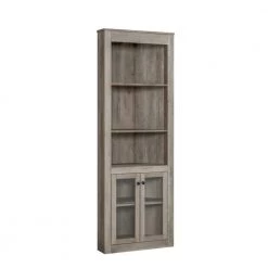 Home Source Stone Grey Bar Cabinet Bookshelf with Glass Doors by Home Source Industries