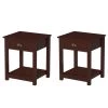 17.75 in. Umber Brown Rectangle MDF Wood End Tables With Drawers ( Set of 2) by Lavish Home