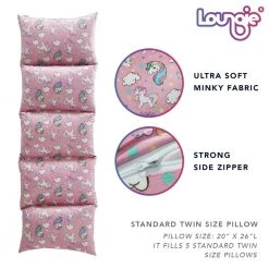 Unicorn Light Pink Bean Bag Covers Microfiber 88 in. x 26 in. by Loungie -Loungie Sales Shop unicorn light pink loungie bean bag chairs lc186 20lk hd 77 1000