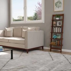 50 in. Walnut Wood 5-shelf Ladder Bookcase with Open Back by Lavish Home -Loungie Sales Shop walnut lavish home bookcases bookshelves hw0200291 1f 1000