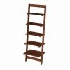 50 in. Walnut Wood 5-shelf Ladder Bookcase with Open Back by Lavish Home