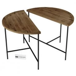 2-Piece 24 in. Weathered Oak/Black Medium Half-Circle Wood Coffee Table Set with Nesting Tables by Lavish Home -Loungie Sales Shop weathered oak finish and black lavish home coffee tables hw0200225 c3 1000