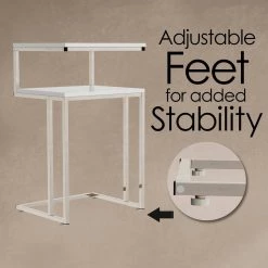 White 2-Tier Contemporary Style C-Shaped Sofa Side Table by Lavish Home -Loungie Sales Shop white and chrome lavish home end side tables hw0200224 1f 1000