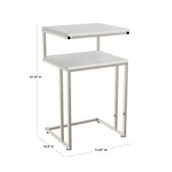 White 2-Tier Contemporary Style C-Shaped Sofa Side Table by Lavish Home -Loungie Sales Shop white and chrome lavish home end side tables hw0200224 40 1000