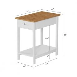 22 in. 2-Tone White and Honey Oak Rectangle MDF Wood End Table with Drawer (Set of 2) by Lavish Home -Loungie Sales Shop white and honey oak lavish home end side tables 80 endtbl 9 2 c3 1000