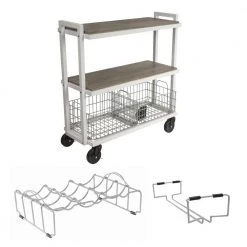 Atlantic 4-Tier Serving Cart System/Bar Cabinet with Casters Detachable Wine Rack and Wine Bottle Rack