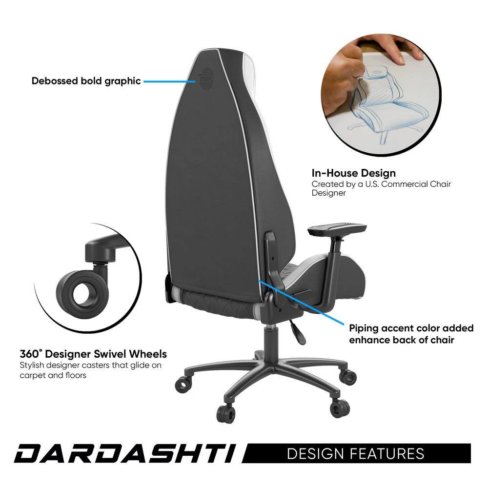 Dardashti Gaming Chair - Commercial Grade, Ergonomic, Arctic White by Atlantic 4 Dardashti Gaming Chair - Commercial Grade, Ergonomic, Arctic White by Atlantic - Image 2