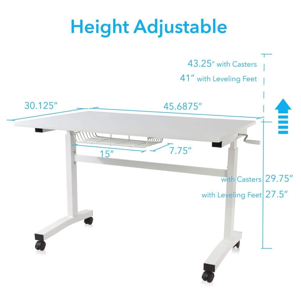 Height Adjustable Desk with Casters White PN33908131 by Atlantic 6 Height Adjustable Desk with Casters White PN33908131 by Atlantic - Image 4