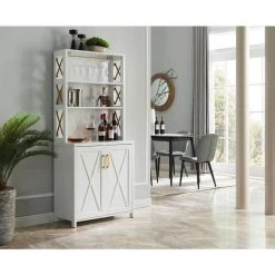 Home Source White Bar Cabinet with Black Accents by Home Source Industries -Loungie Sales Shop white gold home source industries bar cabinets dc16 whgl hd 31 1000