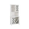 Home Source White Kitchen Pantry with Microwave Stand and-bottle and Glass Rack by Home Source Industries -Loungie Sales Shop white home source industries bar cabinets dc11 white hd 64 1000
