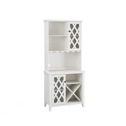 Home Source White Kitchen Pantry with Microwave Stand and-bottle and Glass Rack by Home Source Industries