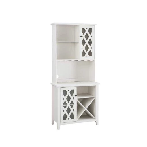 Home Source White Kitchen Pantry with Microwave Stand and-bottle and Glass Rack by Home Source Industries -Loungie Sales Shop white home source industries bar cabinets dc11 white hd 64 1000