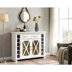 Home Source White Console Bar Cabinet with Gold Trim by Home Source Industries -Loungie Sales Shop white home source industries bar cabinets dc52 wb hd 31 1000